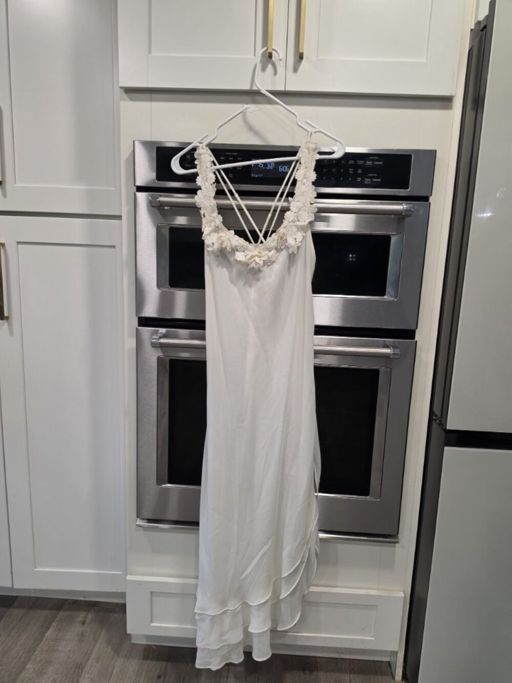 Vintage Flora Nikrooz Two-Piece White Lace Nightgown Sheer Robe Set Bell sleeve - Picture 8 of 14
